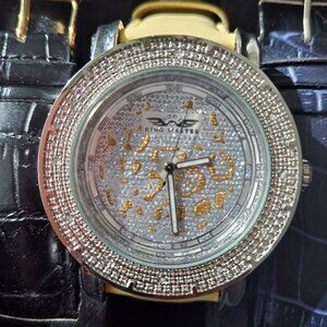 NEW KING MASTER ICED OUT GENUINE DIAMOND WATCH SET - GOLD LEOPARD EDITION